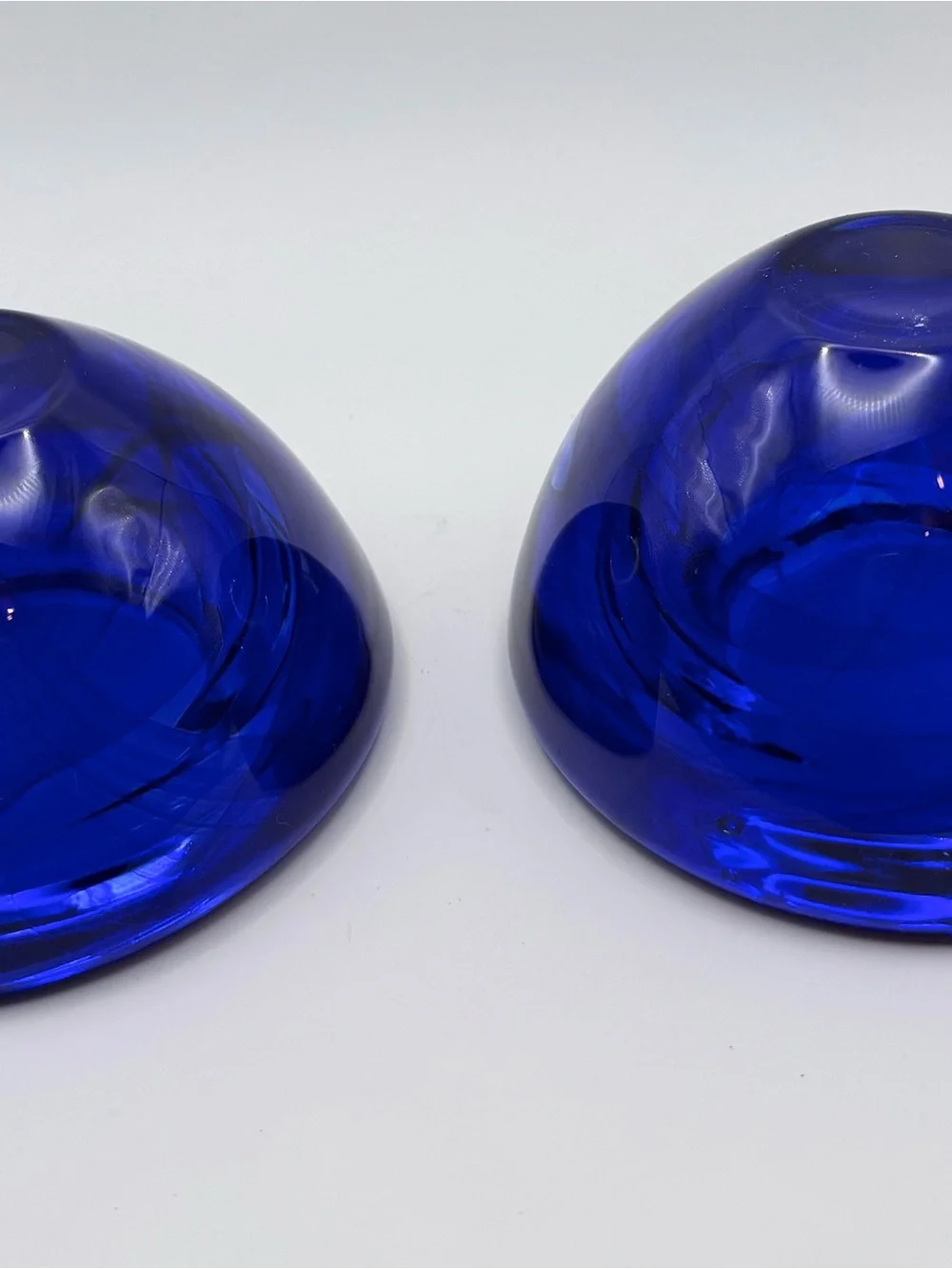Pair Kosta Boda Atoll Cobalt Blue Glass Votive Holders Anna Ehrner Sweden 69727